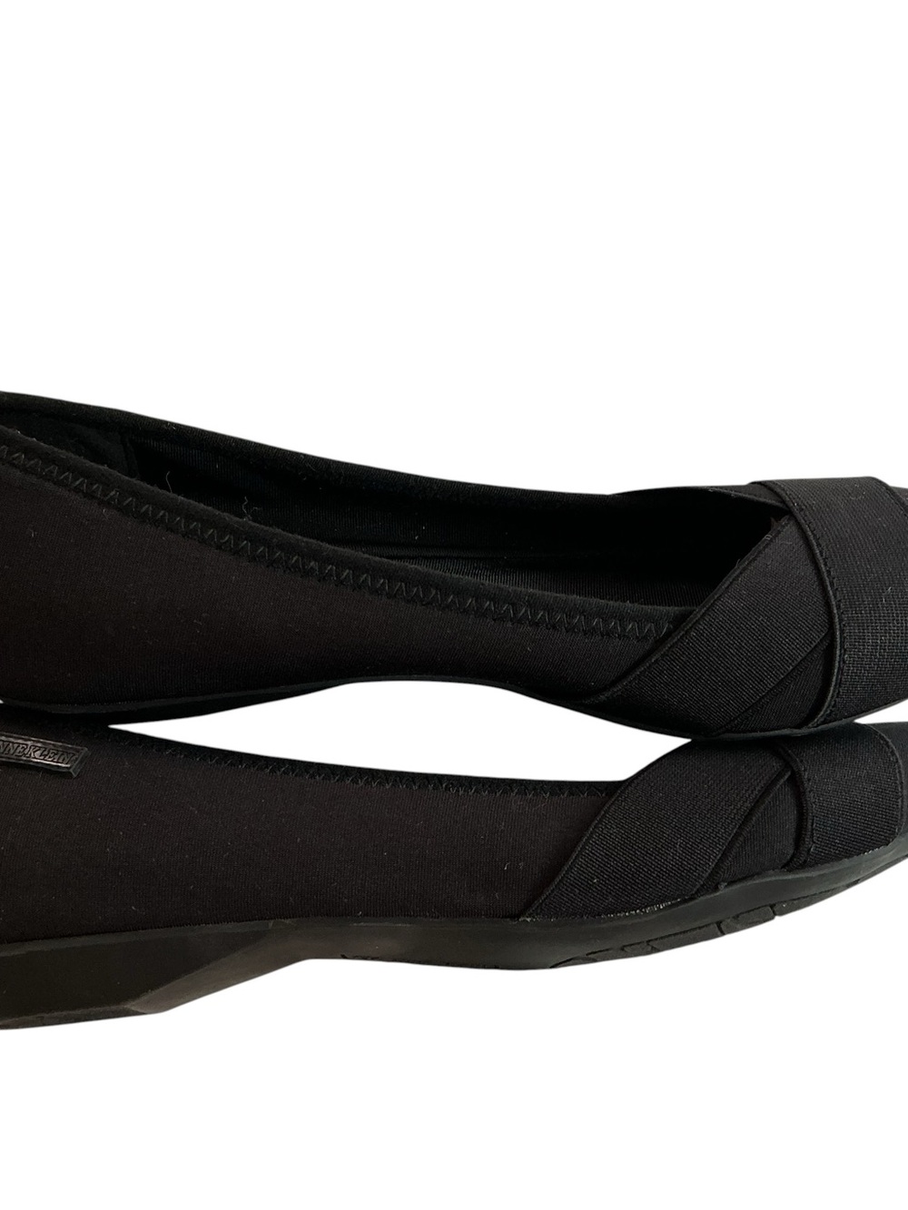 Anne Klein IFLEX Black Fabric Pointed Toe Flats Criss Cross Stretch Womens 7.5M - Picture 4 of 8